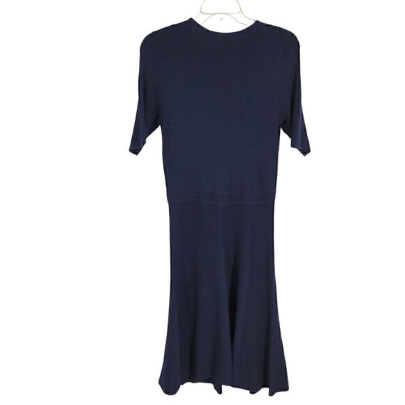 Banana Republic A Line knit Dress Midi Blue Preppy Twee dark academia stretch - Picture 3 of 3
